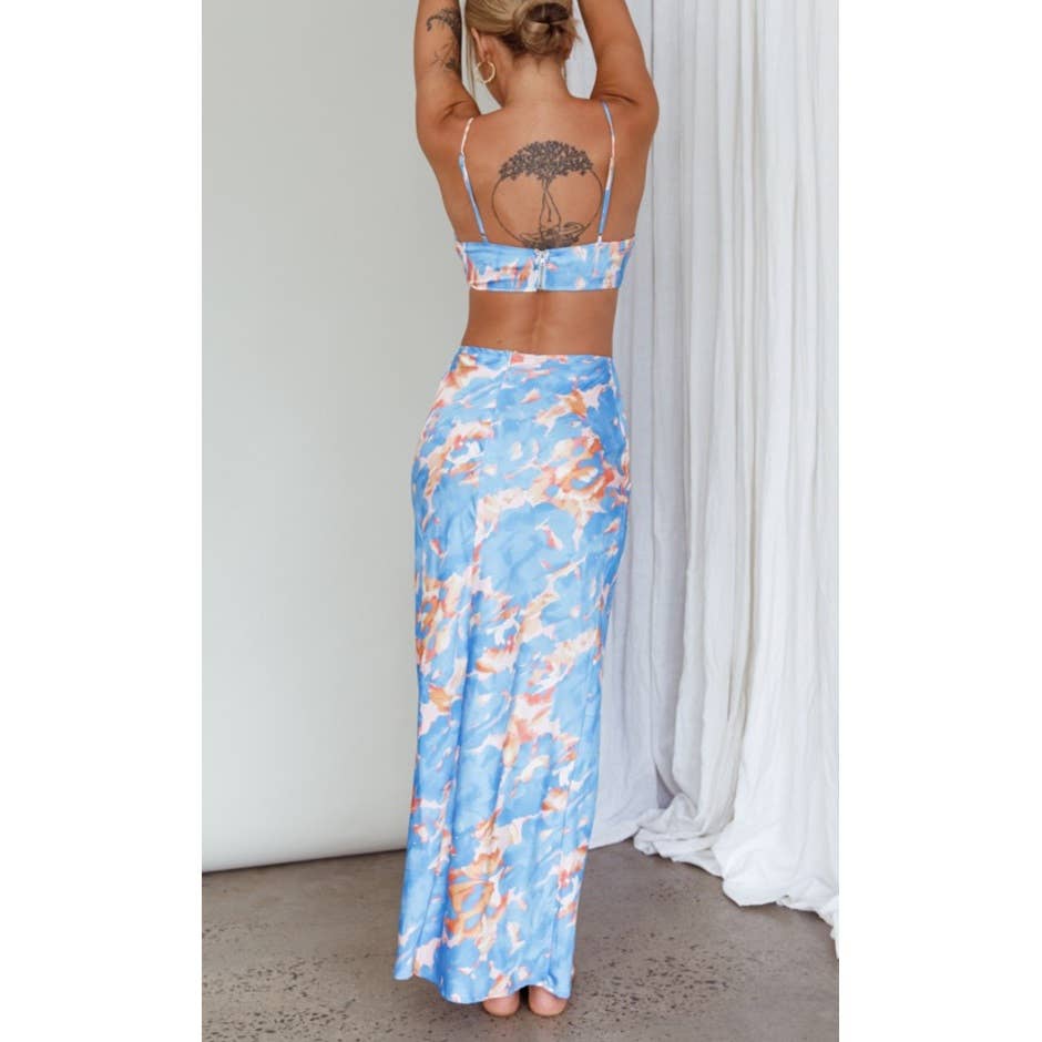ABSTRACT CROP TOP AND SKIRT SET