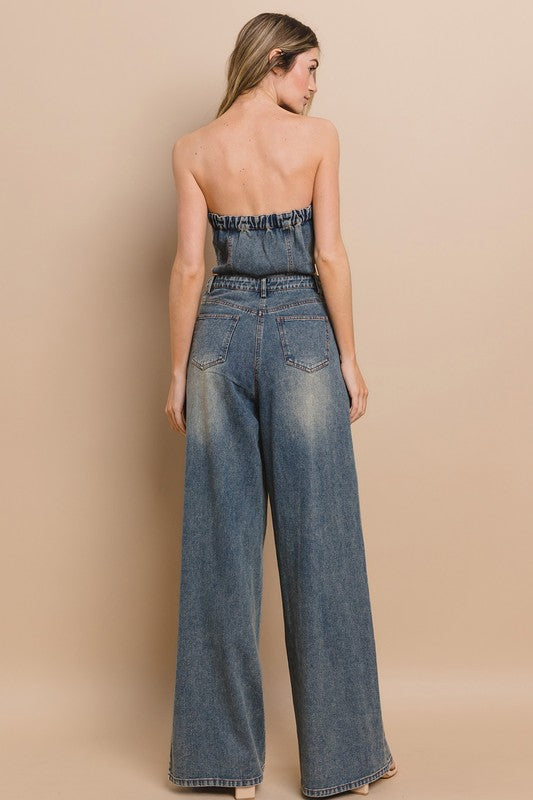 DENIM CUT OUT JUMPSUIT