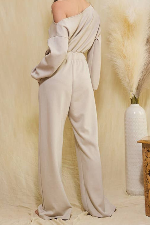 ONE SHOULDER WIDE LEG JUMPSUIT