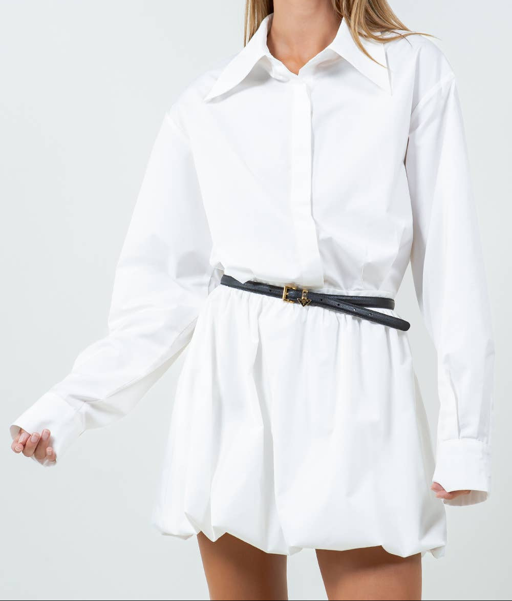 POPLIN BALLOON SKIRT MINI DRESS