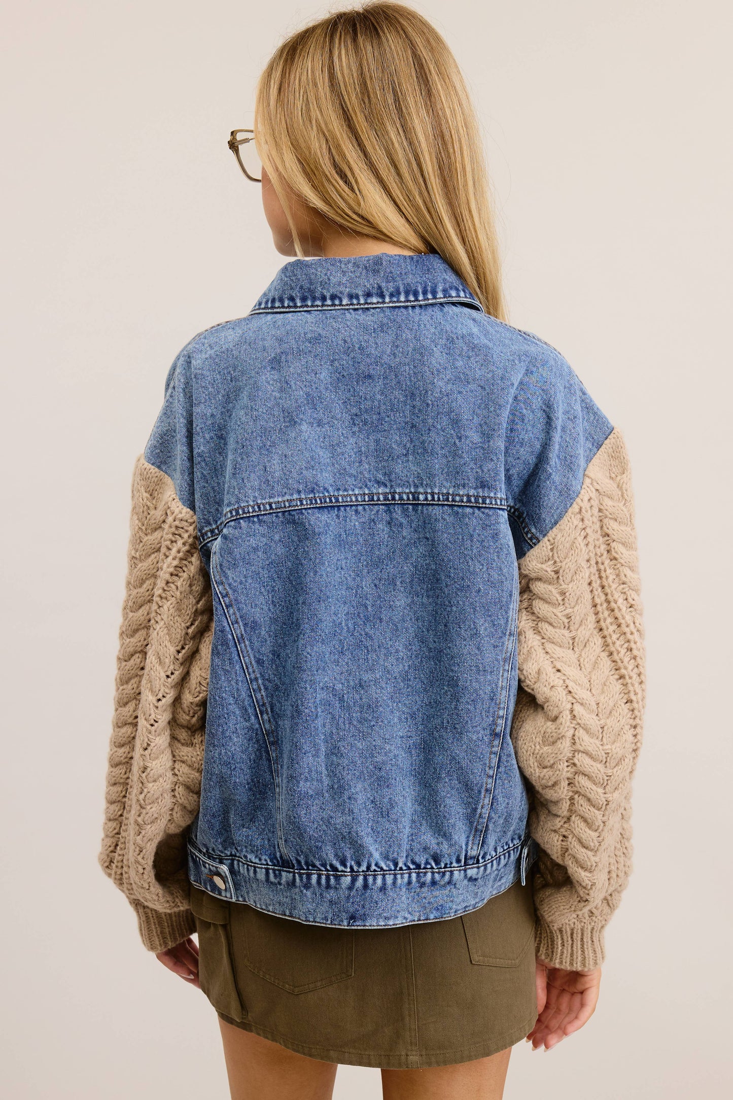 CABLE KNIT DENIM JACKET