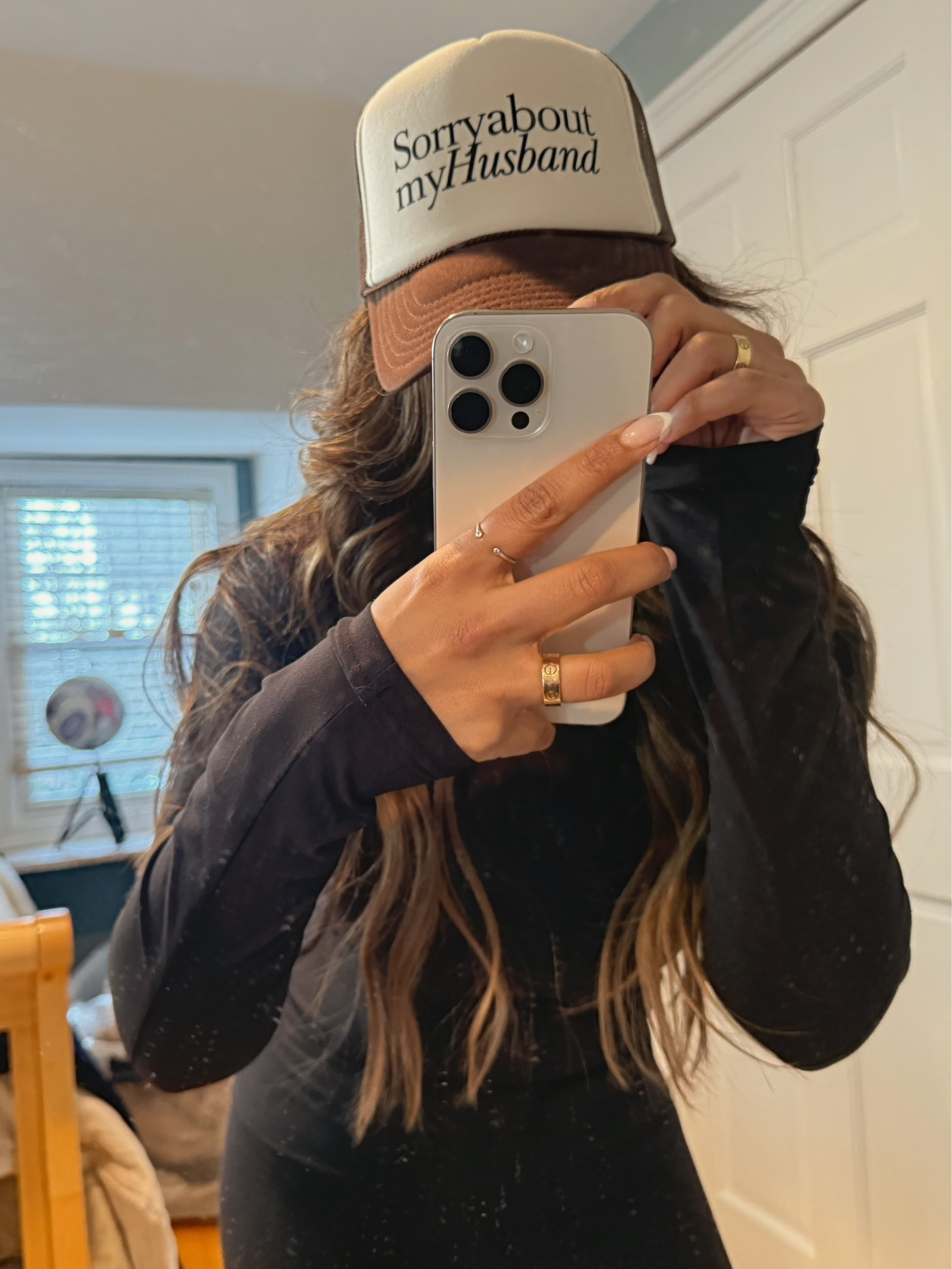 SORRY ABOUT MY HUSBAND TRUCKER HAT