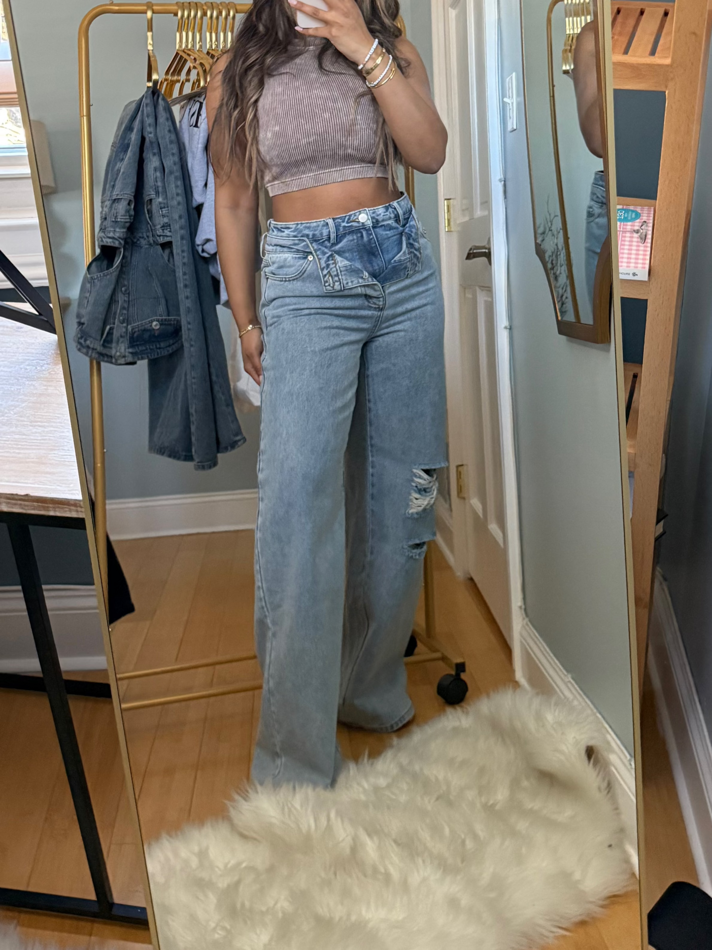 LAYERED STRAIGHT LEG DENIM PANT