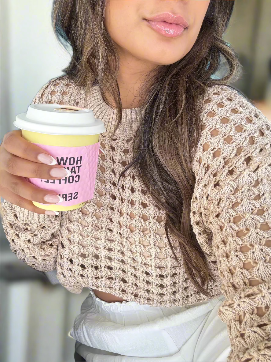 ROUND NECK KNITTED CROP SWEATER TOP