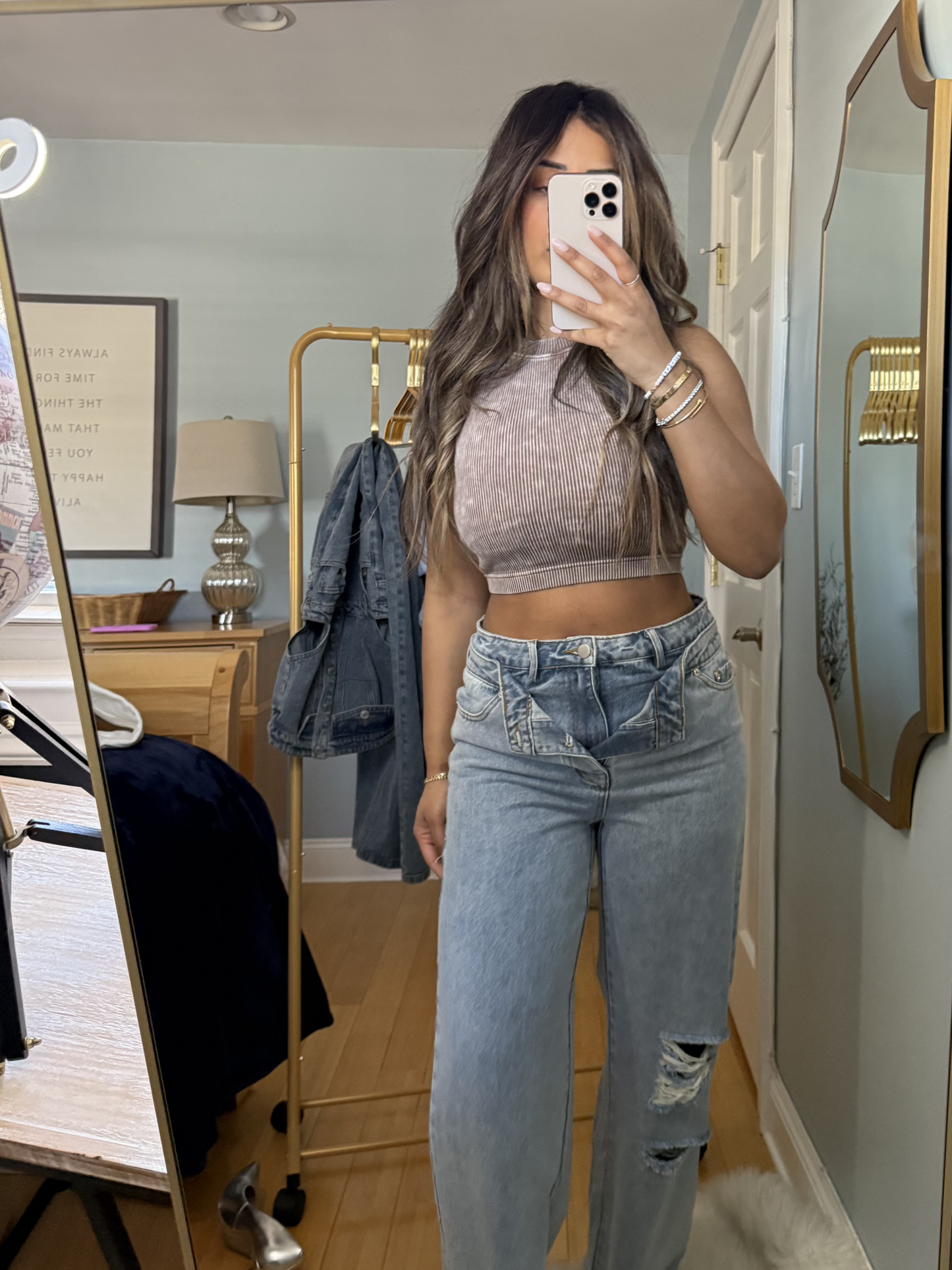 CROPPED RIBBED TANK MOCHA