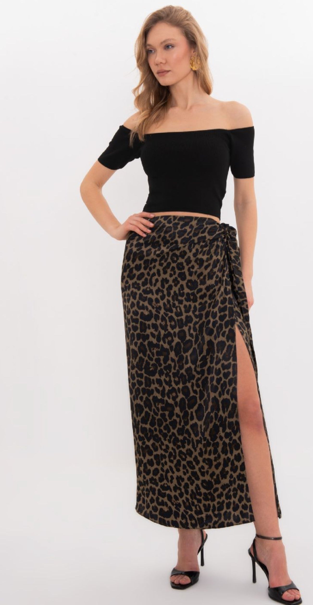 LEOPARD PRINT WRAP SKIRT