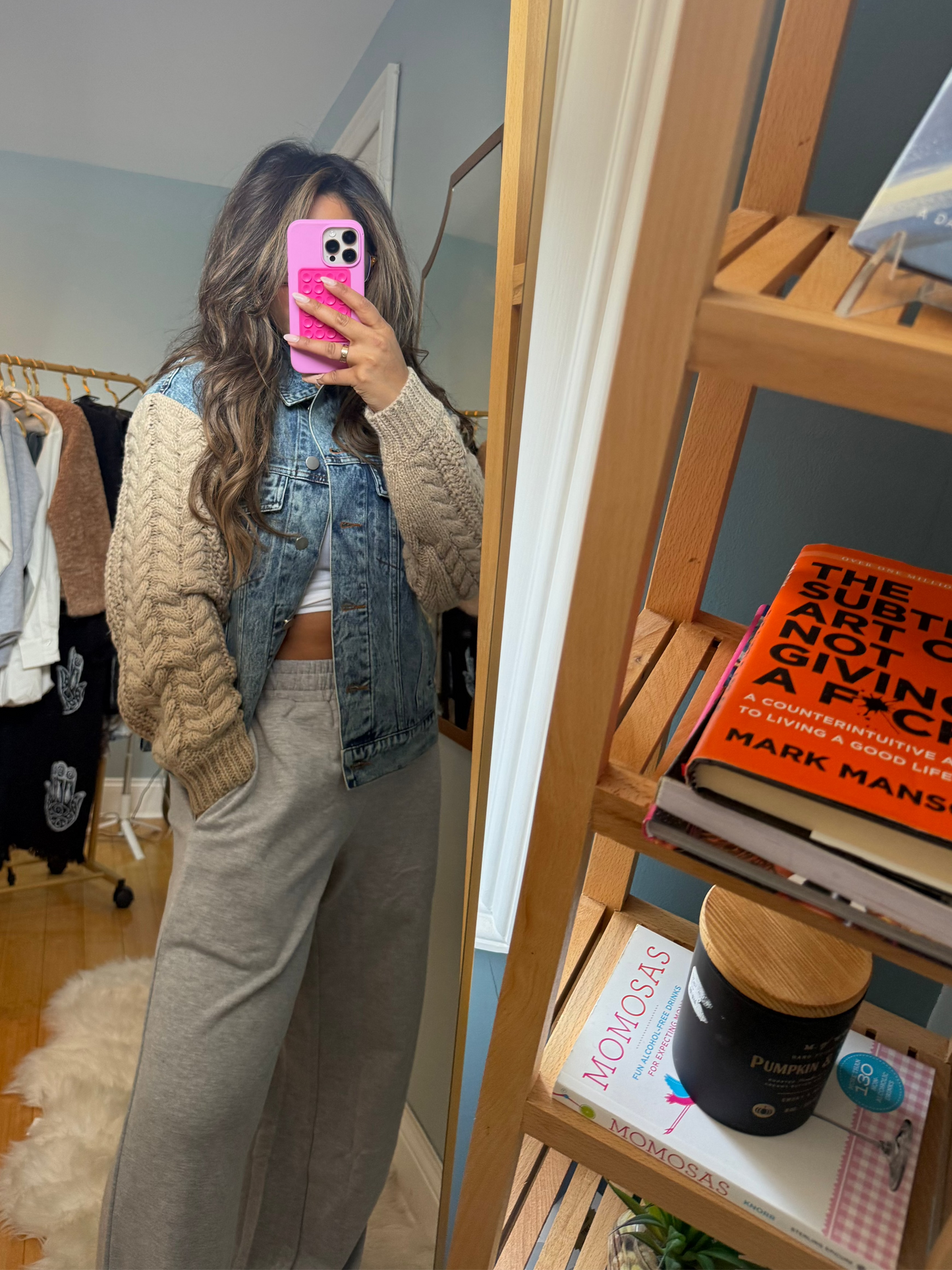 CABLE KNIT DENIM JACKET