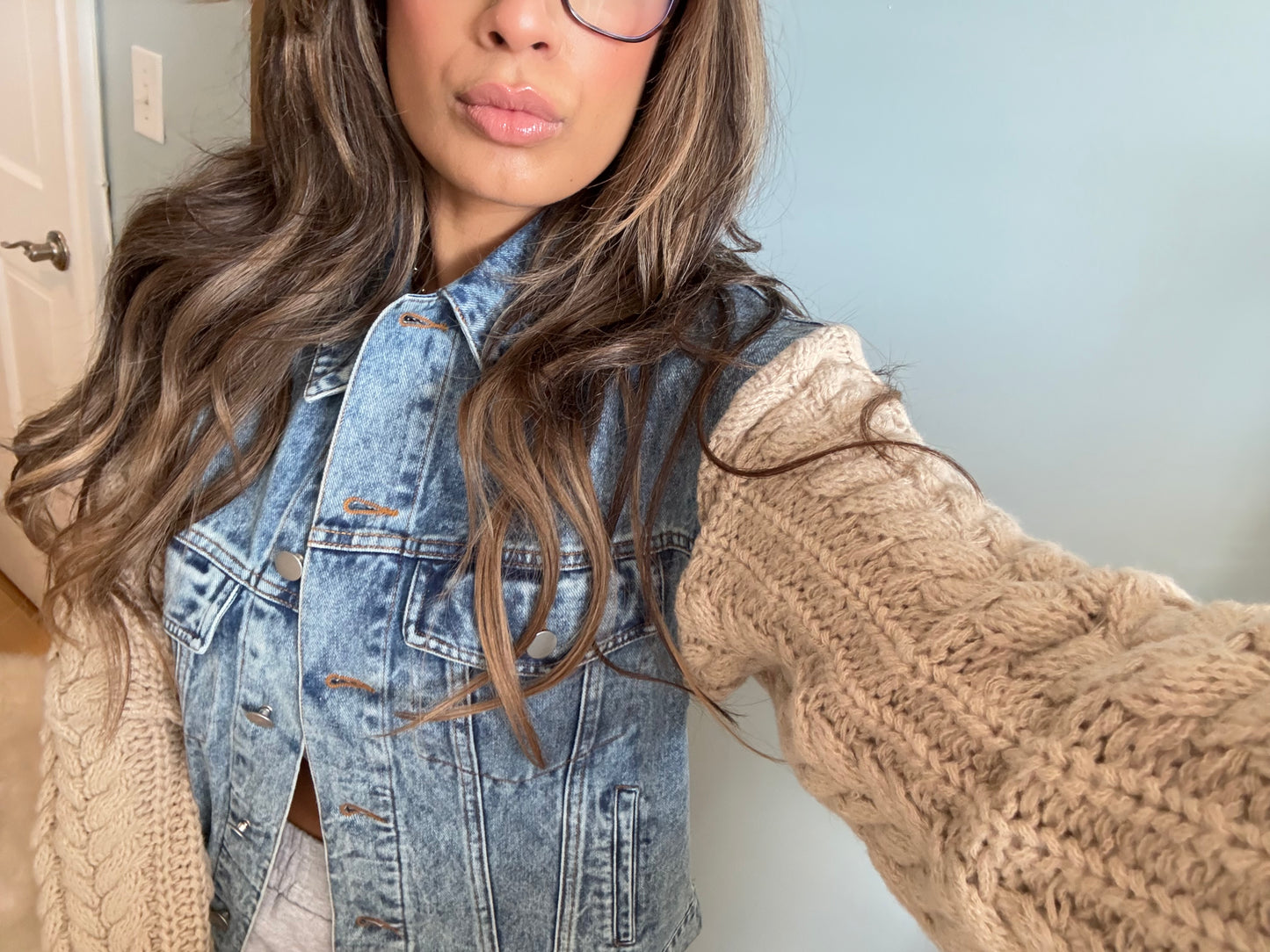 CABLE KNIT DENIM JACKET