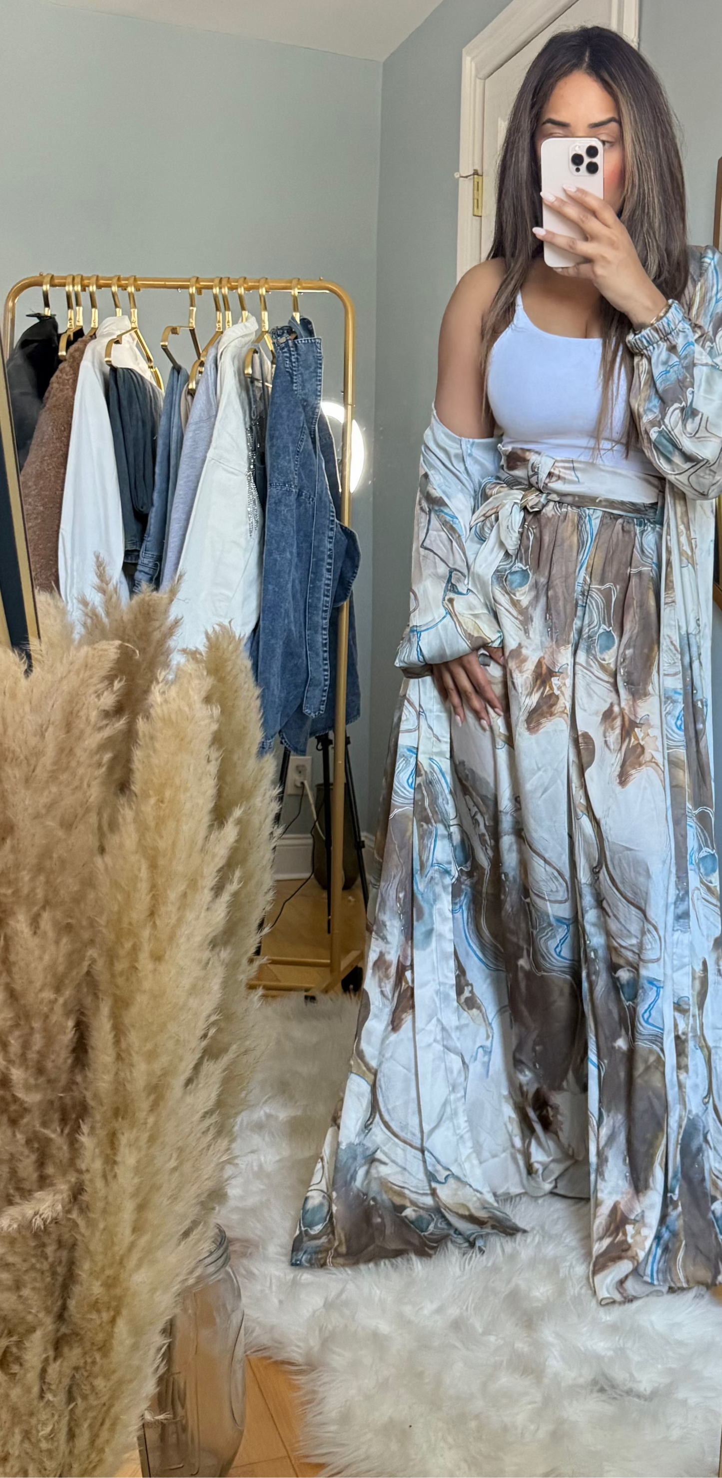 PRINTED CARDIGAN PANTS SET