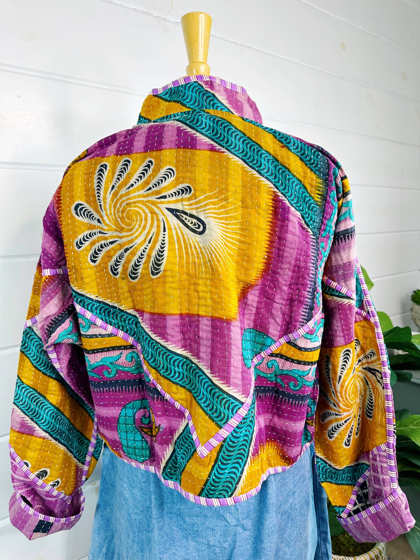 Blanket Coat | Kantha Quilted Bomber Jacket | Patchwork Coat