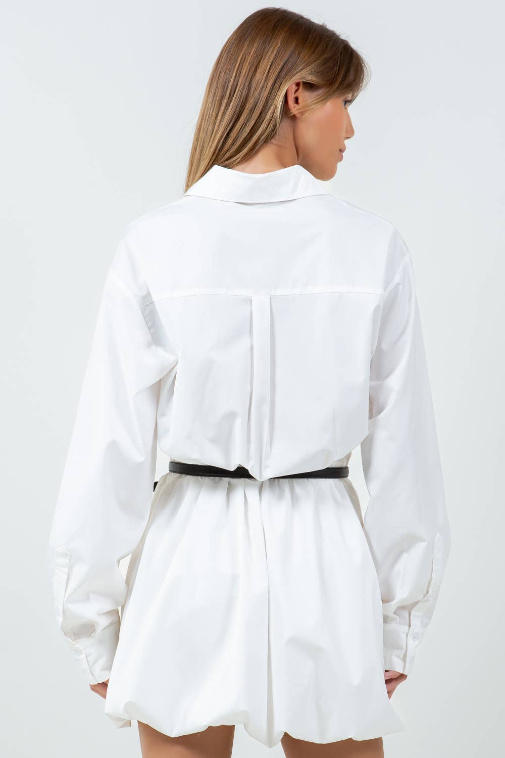 POPLIN BALLOON SKIRT MINI DRESS