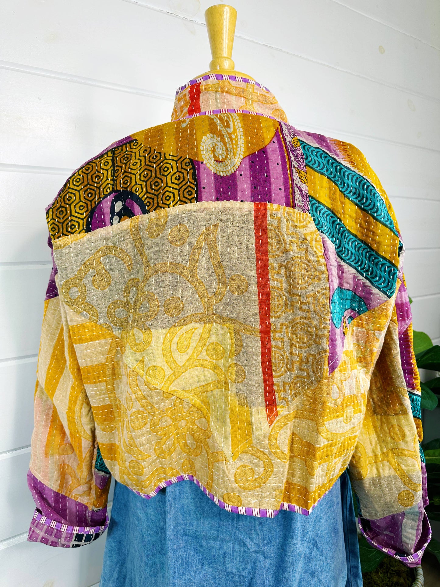 Blanket Coat | Kantha Quilted Bomber Jacket | Patchwork Coat
