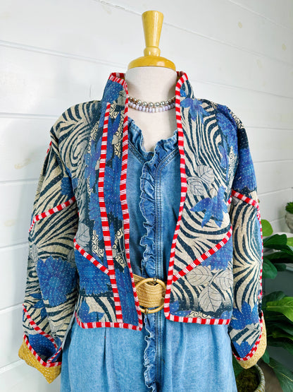 Kantha Quilted Bomber Jacket | Blanket Coat | Patchwork Coat