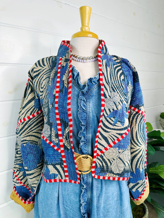 Kantha Quilted Bomber Jacket | Blanket Coat | Patchwork Coat