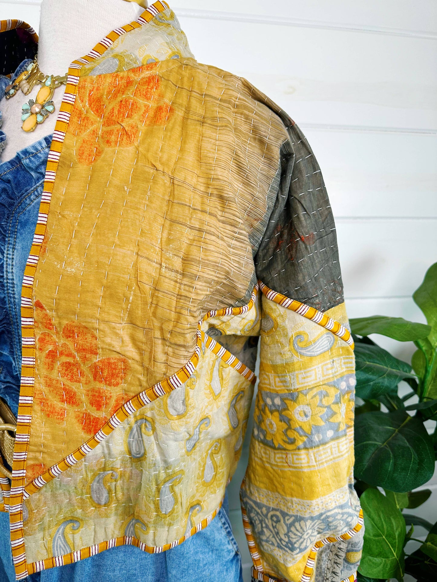 Blanket Coat | Kantha Quilted Bomber Jacket | Patchwork Coat