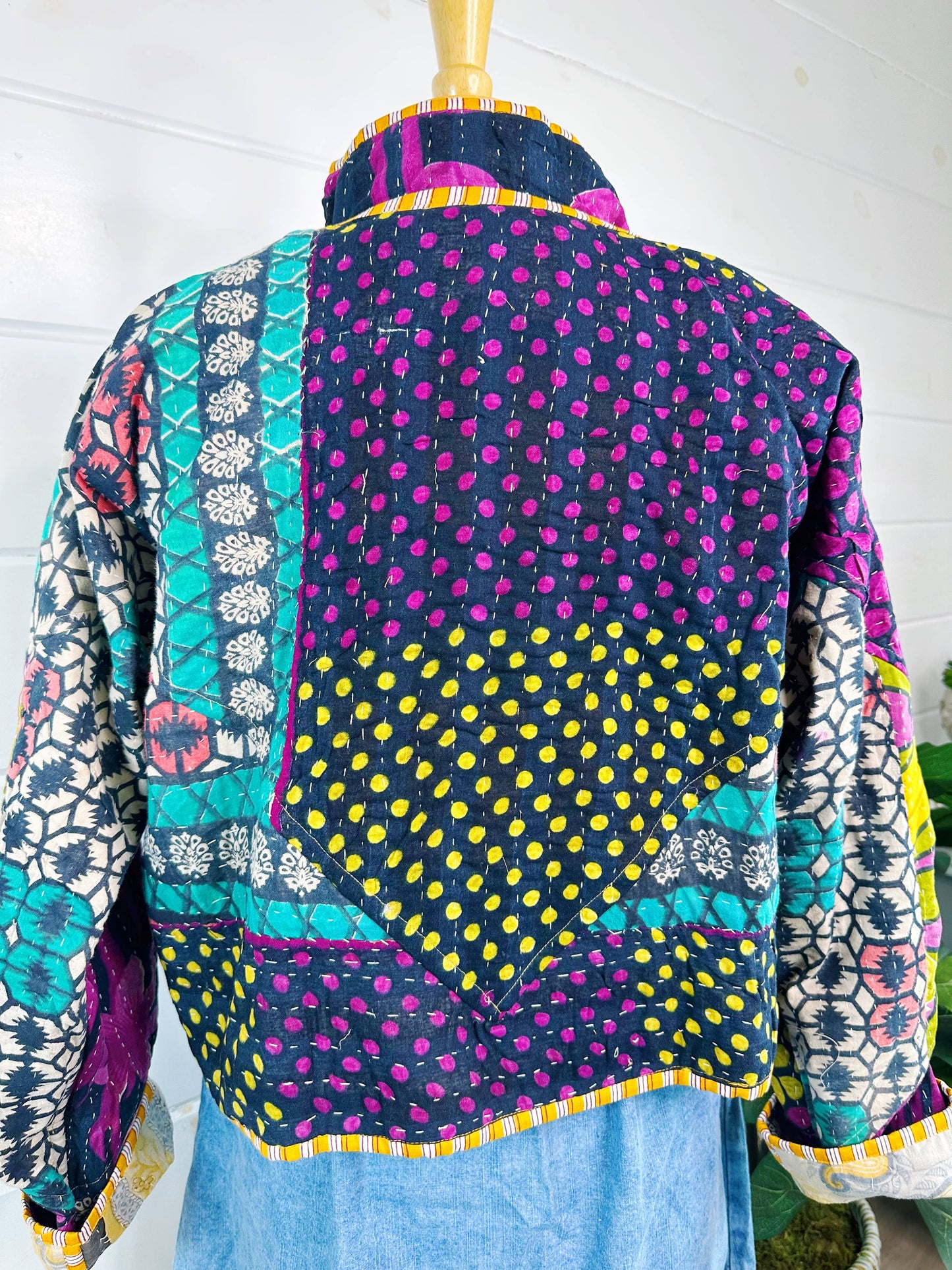 Blanket Coat | Kantha Quilted Bomber Jacket | Patchwork Coat