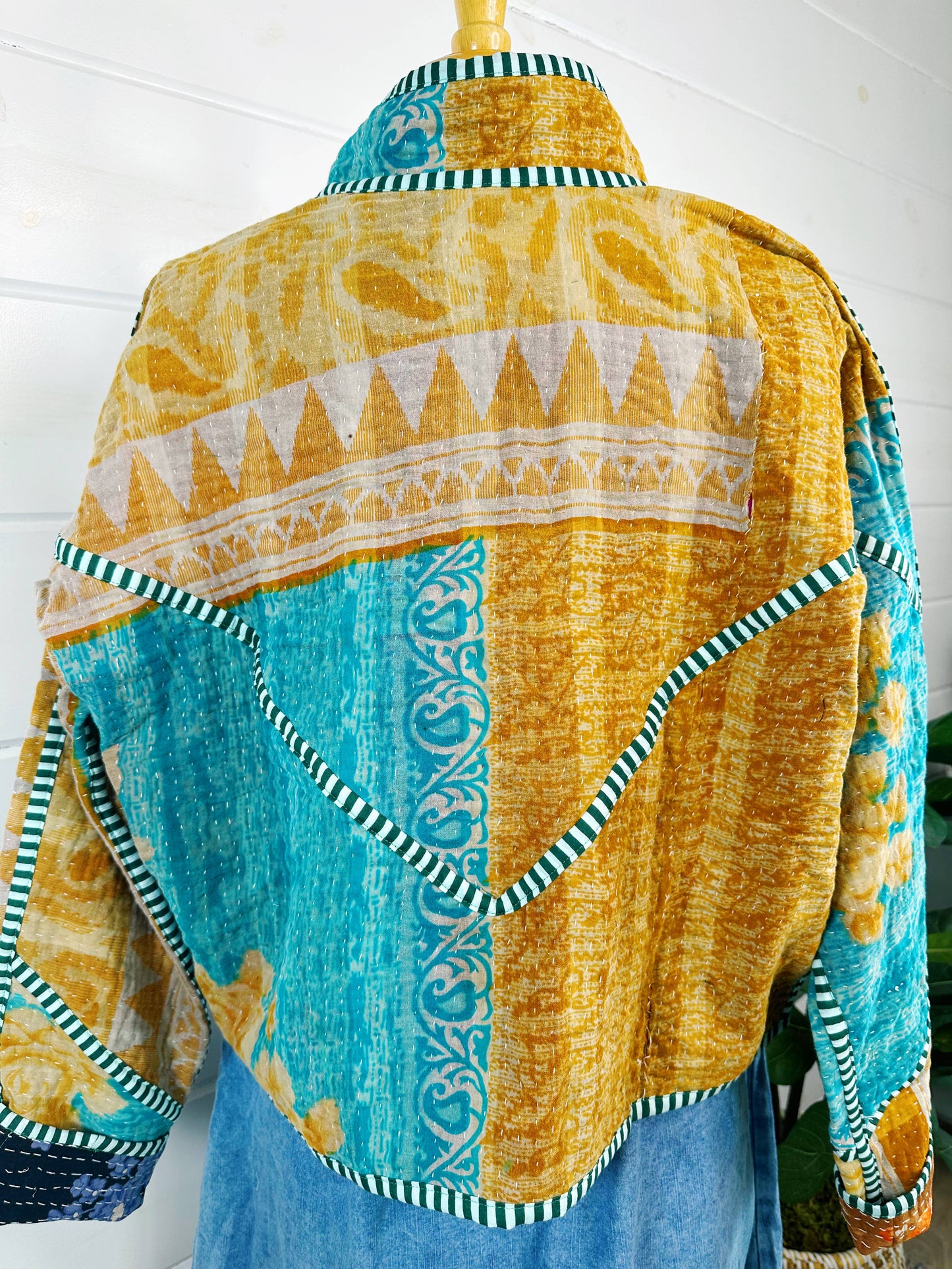 Blanket Coat | Kantha Quilted Bomber Jacket | Patchwork Coat