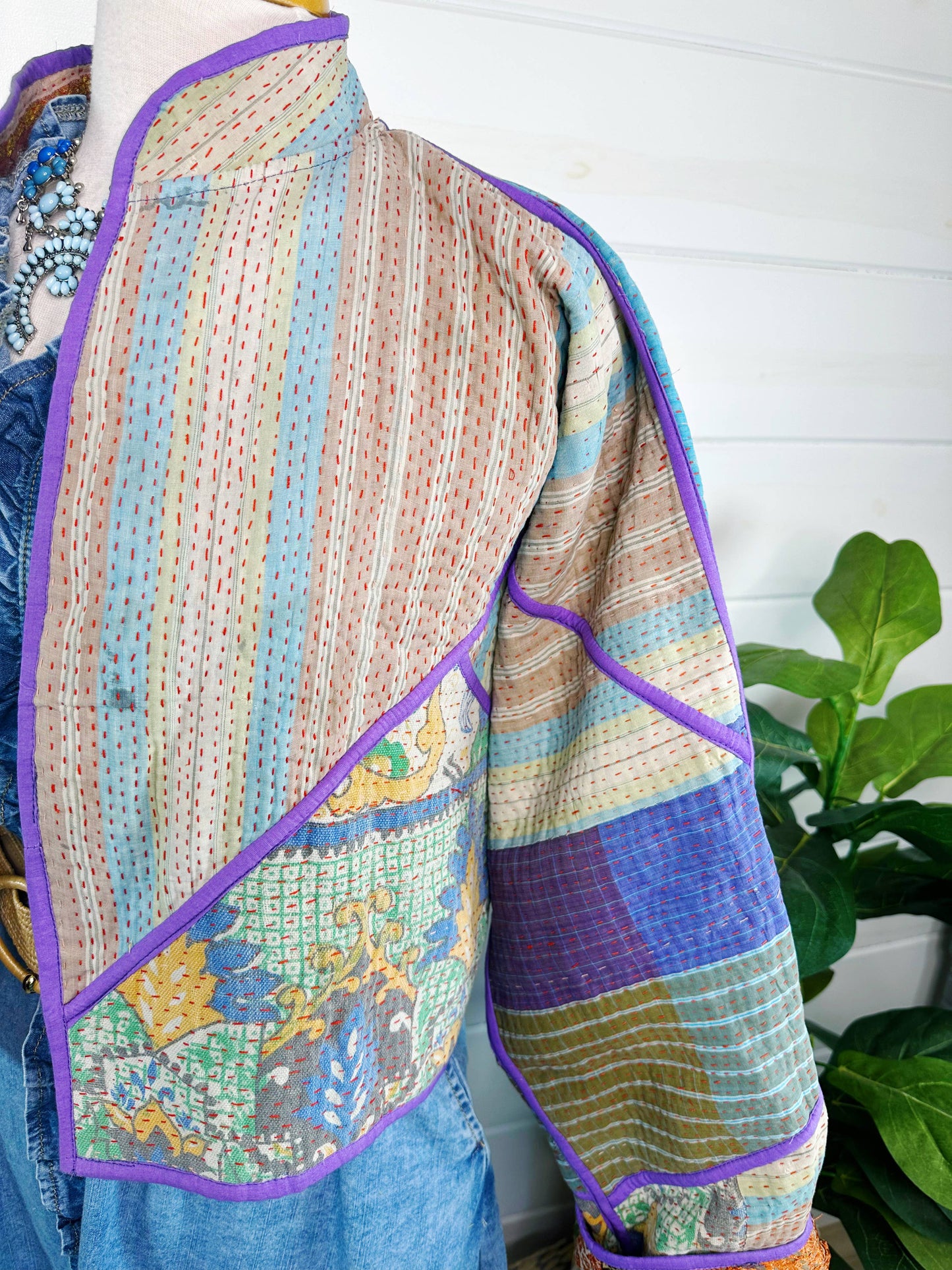 Blanket Coat | Kantha Quilted Bomber Jacket | Patchwork Coat