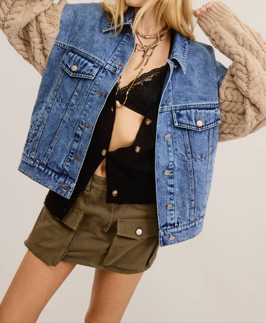 CABLE KNIT DENIM JACKET