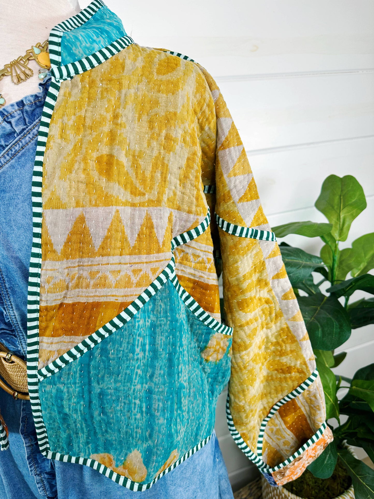 Blanket Coat | Kantha Quilted Bomber Jacket | Patchwork Coat