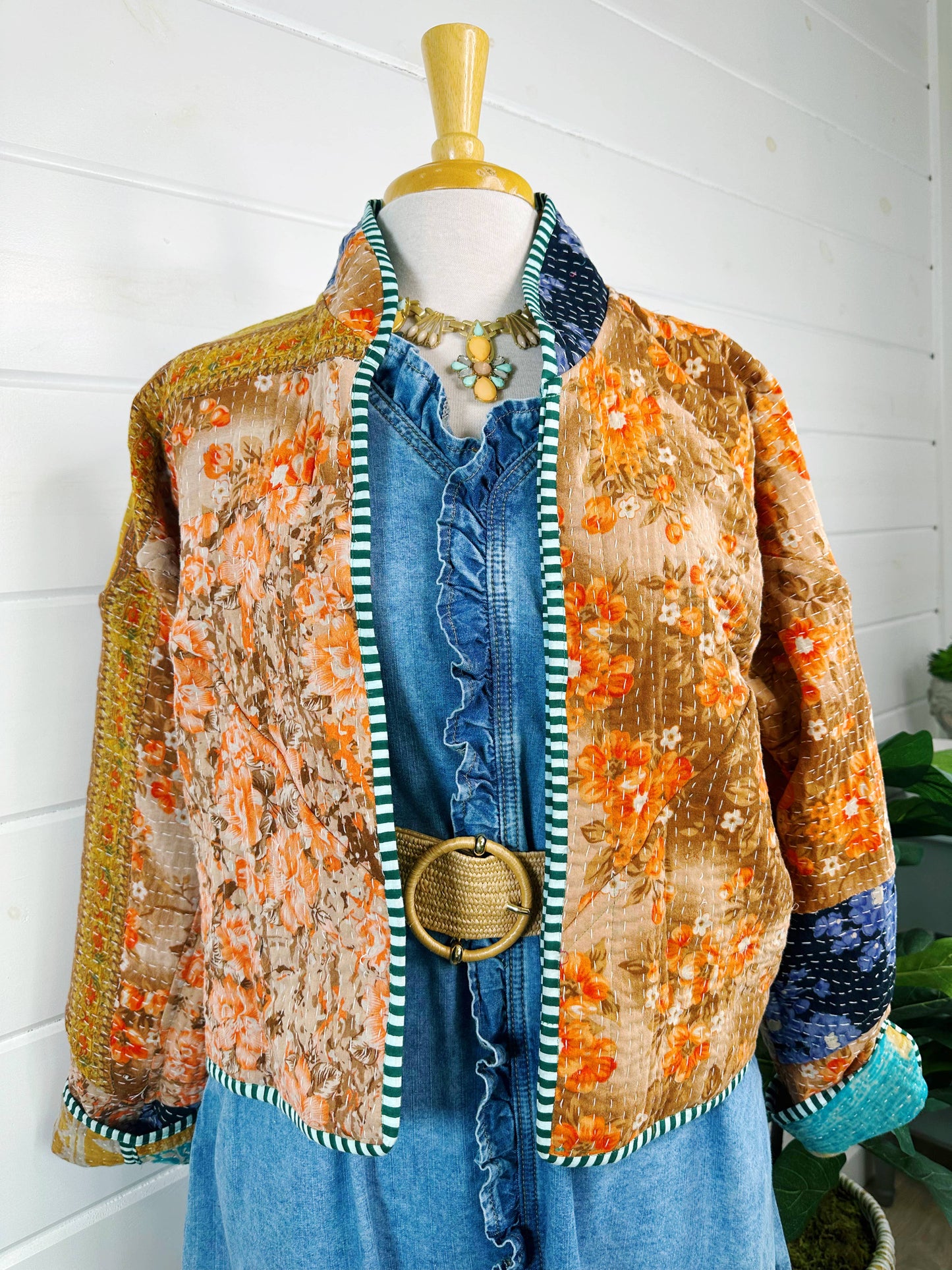 Blanket Coat | Kantha Quilted Bomber Jacket | Patchwork Coat