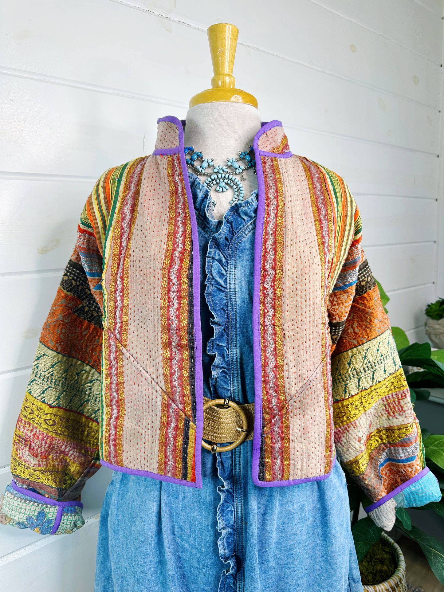 Blanket Coat | Kantha Quilted Bomber Jacket | Patchwork Coat