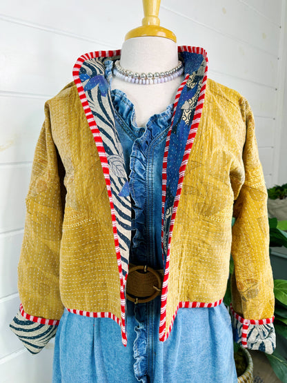 Kantha Quilted Bomber Jacket | Blanket Coat | Patchwork Coat
