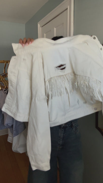 RHINESTONE FRINGE DENIM JACKET